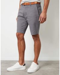 Threadbare - 'Conta' Cotton Turn-Up Chino Shorts With Woven Belt - Lyst