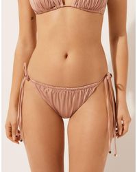 Calzedonia - Tie Brazilian Bikini Bottoms Shiny Satin - Lyst