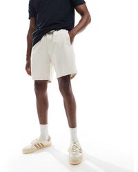 River Island - Pantalones Cortos Claro Sin Cierres De Tejido Efecto Lino De -Neutro - Lyst