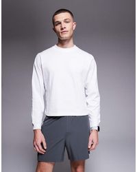 4505 - Cotton Cropped Long Sleeve Weight Lifting T-shirt With Quick Dry Finish - Lyst