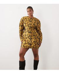 ASOS - Asos Design Curve Crew Neck Structured Button Down Mini Dress - Lyst