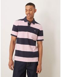 GANT - Polo Piqué A Righe Colorblock Con Logo Dello Scudo - Lyst
