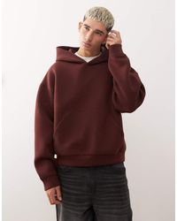 Weekday - Sudadera Con Capucha De Tejido Efecto Neopreno Simon De -Rojo - Lyst