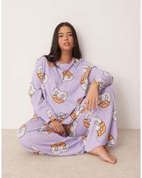 ASOS - Asos Design Maternity Pretzel Long Sleeve Top & Pants Pajama Set - Lyst