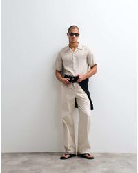 ASOS - baggy Fit Linen Blend Trousers - Lyst