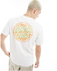 Santa Cruz - T-shirt bianca con grafica a scacchi sul retro - Lyst