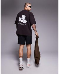 4505 - Oversized T-Shirt Van Zwaar Katoen Met Print Op De Achterkant En Sneldrogende Afwerking - Lyst