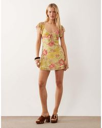 Miss Selfridge - Frill Sleeve Mini Dress - Lyst