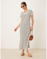 Mango - Vestito Lungo Stile Polo E Nero A Righe - Lyst
