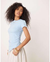 ASOS - Camiseta Asimétrica Con Lateral Fruncido De -Blanco - Lyst
