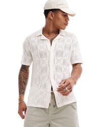 Hollister - Button Through Knitted Shirt With Lace Effect - Lyst