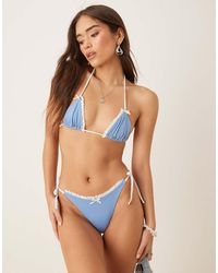 ASOS - Imogen With White Frill Tie Side Bikini Bottom - Lyst