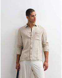 ASOS - Regular Fit Linen Blend Striped Shirt - Lyst