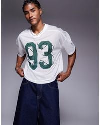 ASOS - Boxy Oversized T-shirt With Dropped Shoulder And V Neck With Sports Graphic - Lyst