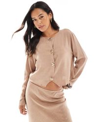 ASOS - Top Corto Con Botones Delanteros De Tejido Efecto Lino De (Parte De Un Conjunto)-Neutro - Lyst