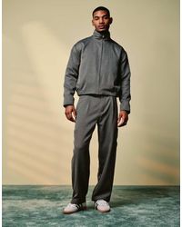 ASOS - Pantaloni Eleganti Stile Cargo Ampi Grigi Con Motivo A Spina Di Pesce E Vita Elasticizzata - Lyst