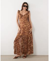 Miss Selfridge - Chiffon Ruffle Cami Maxi Dress - Lyst
