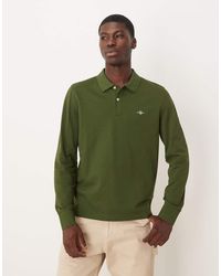 GANT - Shield Logo Long Sleeve Pique Polo - Lyst
