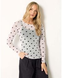 Long Tall Sally - Polka Dot Mesh Top - Lyst