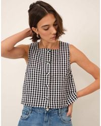 Nobody's Child - Gingham Cotton Button Front Top - Lyst