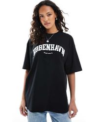 JJXX - Camiseta Negra Extragrande Con Estampado "Kobenhavn" De - Lyst