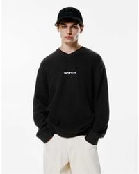 Pull&Bear - Pull en maille à slogan brodé - Lyst