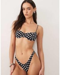 Mango - Tie Back Polka Dot Bikini Top - Lyst