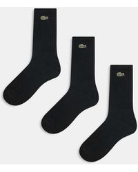 Lacoste - Pack De 3 Pares De Calcetines Negros De - Lyst