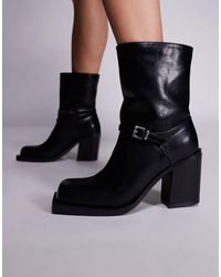 Public Desire - Dusty Square Toe Heeled Ankle Boots - Lyst