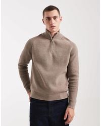 Threadbare - Cotton Blend Ribbed 1/4 Zip Jumper - Lyst