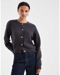 Brave Soul - Crew Neck Cardigan With Contrast Buttons - Lyst