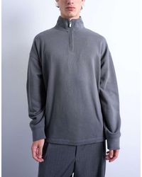 TOPMAN - Oversized Sweatshirt Van Zware Stof Met 1/4 Rits - Lyst
