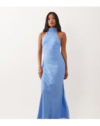 ASOS - Asos Design Petite Chiffon High Neck Midi Dress - Lyst