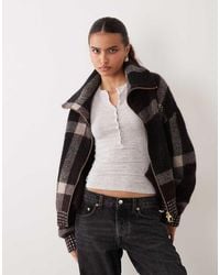 Barbour - Carville Tartan Check Zip Through Knitted Cardigan - Lyst