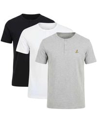 Brave Soul - 3 Pack Cotton Crew Neck Button Front T-Shirts - Lyst