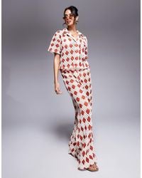 South Beach - Camicia Da Mare A Maniche Corte Color Panna E Ruggine All'Uncinetto - Lyst