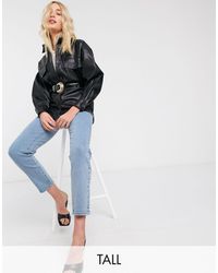 stradivarius slim mom jean with stretch in washed blue