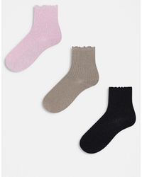 Vero Moda - 3 Pack Glitter Sock With Frill Edge - Lyst