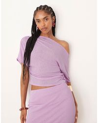 ASOS - Mix & Match Mesh Semi Sheer Ruched Off Shoulder Top - Lyst