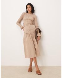 Glamorous - High Waisted Midi Skirt With Bow Details - Lyst