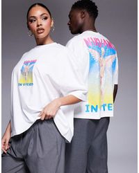 ASOS - T-Shirt Squadrata Oversize Bianca Con Stampe Dei Nirvana Su Licenza - Lyst