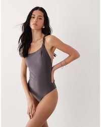 Mango - Twist Detail One Shoulder Swimsuit - Lyst