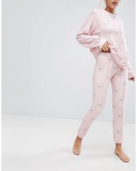 Wildfox Joggers da casa con stampa a cavalli - Rosa