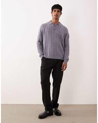 ASOS - Oversized Knitted Lambswool Rib Polo - Lyst