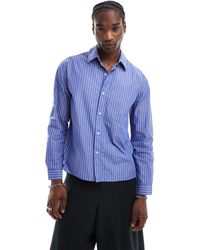 Pull&Bear - Long Sleeve Striped Poplin Shirt - Lyst