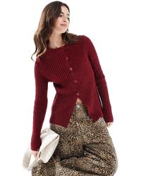 ASOS - Cárdigan Con Cuello Redondo Y Abertura En El Bajo De -Rojo - Lyst