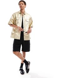 ASOS - Short Sleeve Boxy Oversized Coated Denim Shirt - Lyst