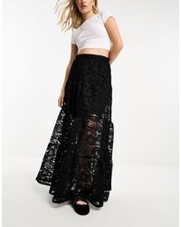 Miss Selfridge - Lace Tiered Maxi Skirt - Lyst
