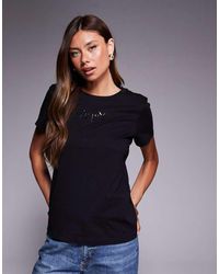 ARMANI EXCHANGE - T-Shirt Nera Con Logo Al Centro - Lyst
