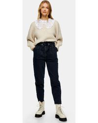 TOPSHOP Jean mom à taille nouée - noir - Bleu